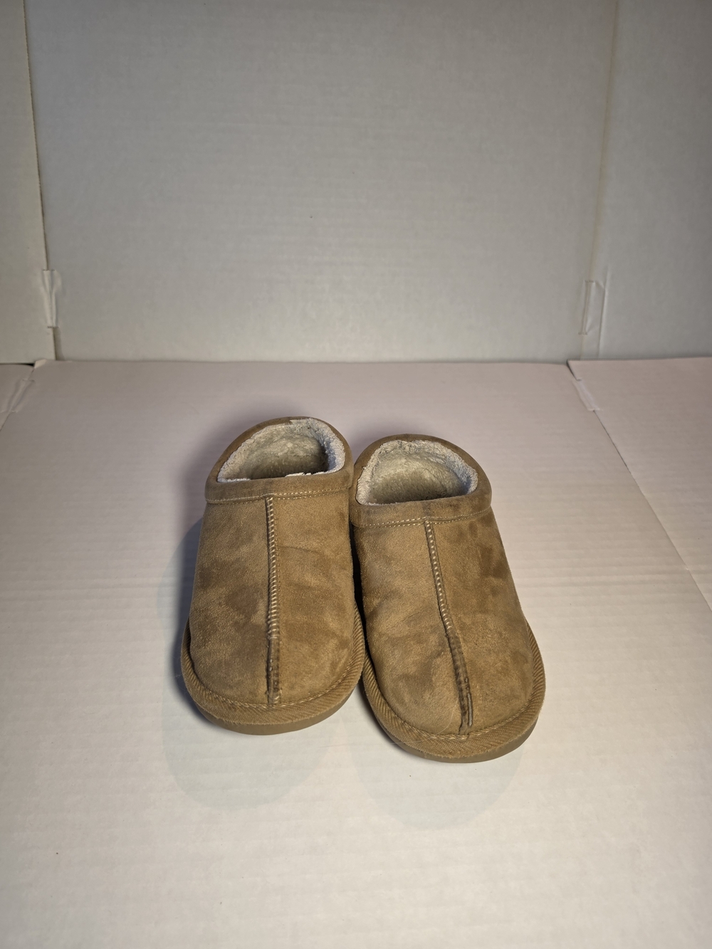 Kids Slip-On Plush Lined Tan Slippers